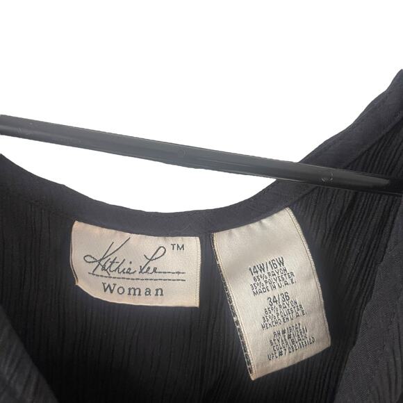 Kathie Lee Vintage 90s Women's XL Witchy Goth Grunge Black Top - Picture 4 of 7